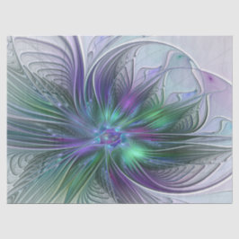 Lila Grön Blomma Modern Abstrakt Konst Fraktal