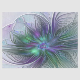 Lila Grön Blomma Modern Abstrakt Konst Fraktal