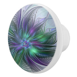 Lila Grön Blomma Modern Abstrakt Konst Fraktal Knopp