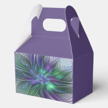 Lila Grön Blomma Modern Abstrakt Konst Fraktal