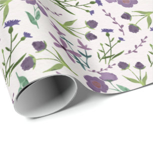 Lila Grön Blommig Akvarellpresent för henne Presentpapper
