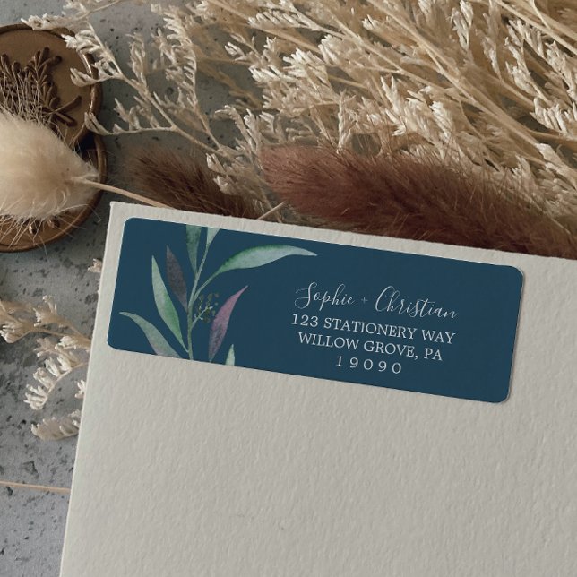 Lila Grön Eukalyptus Blå Returadressetikett Returadress Etikett (Skapare uppladdad)