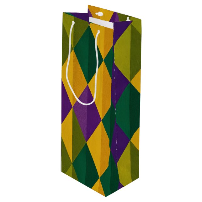 LILA GRÖN GUL MARDI GRAS DIAMANTMÖNSTER (Framsidan Vinklad)