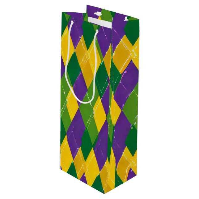 LILA GRÖN GUL MARDI GRAS DIAMANTMÖNSTER (Framsidan Vinklad)