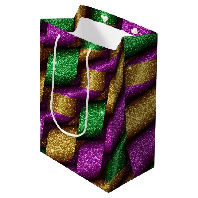 LILA GRÖN GULD GLITTER UTSEENDE MARDI GRAS (Framsidan Vinklad)