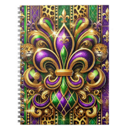 LILA GRÖN GULD MARDI GRAS FLEUR DE LIS ANTECKNINGSBOK