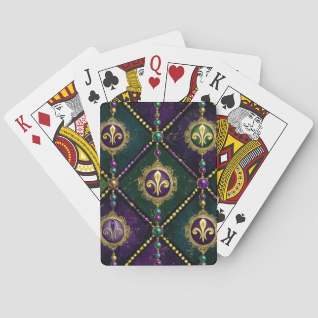 LILA GRÖN GULD MARDI GRAS-MÖNSTER CASINOKORT (Baksidan)