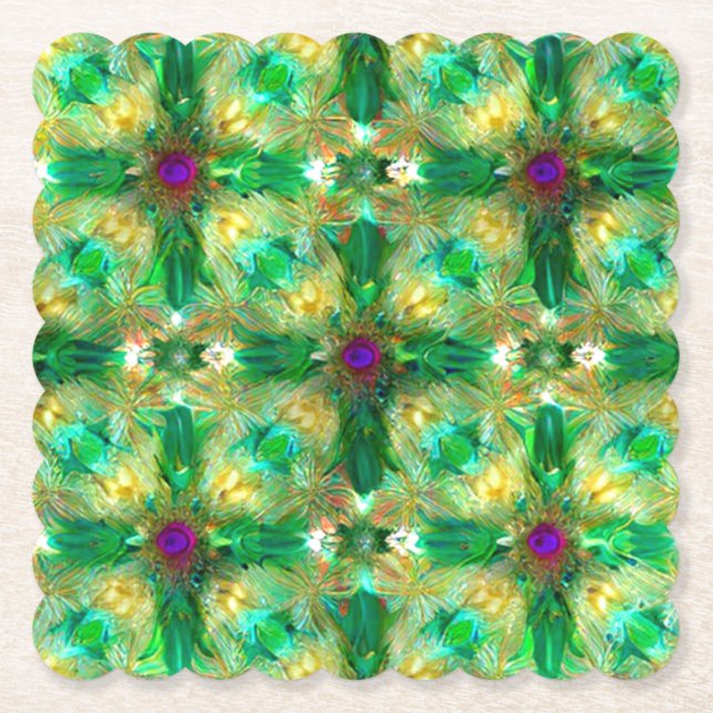 Lila, grön och guldpapper coaster underlägg papper (Framsida)