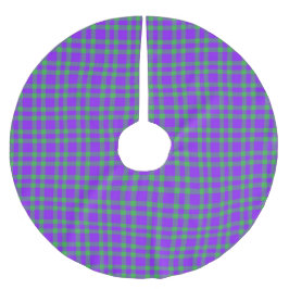 Lila Grön Plaid Mönster Julgransmatta Borstad Polyester
