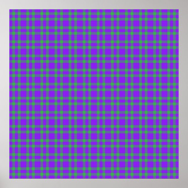 Lila Grön Plaid Mönster Poster (Framsidan)