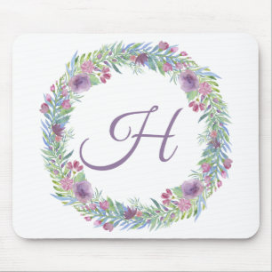 Lila Grön Rosa Monogram Initial Musmatta