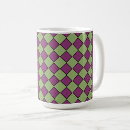 Lila Grön Rutig Diamantmönster Kaffemugg