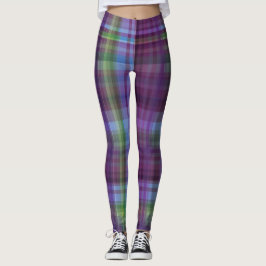 Lila-grön rutig leggings