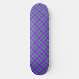 Lila Grön Rutig Mönster Mini Skateboard Bräda 18,5 Cm