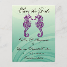 Lila & Grön Sjöhäst Spara Datum-Påskort Meddelande Vykort