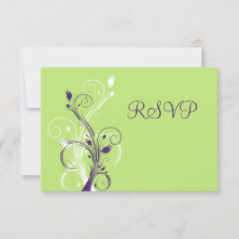 Lila Grön Vit Blommig RSVP-kort OSA Kort