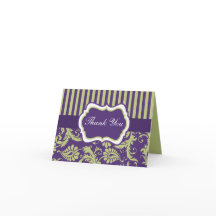 Lila, Grön, Vit Damask Tacksamt Kort