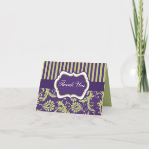 Lila, Grön, Vit Damask Tacksamt Kort