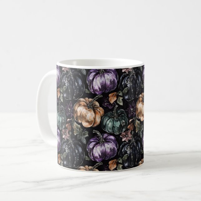 Lila Gröna Brons Pumpa Kaffemugg (Framsida vänster)