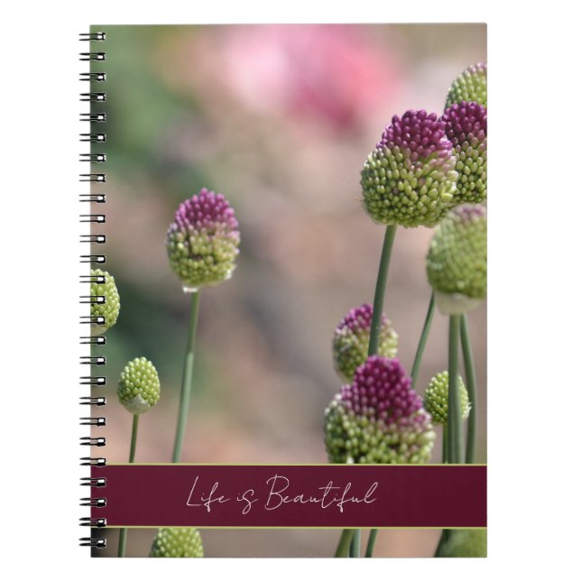 Lila Gröna Klöver Blommor   Anteckningsbok (Framsidan)