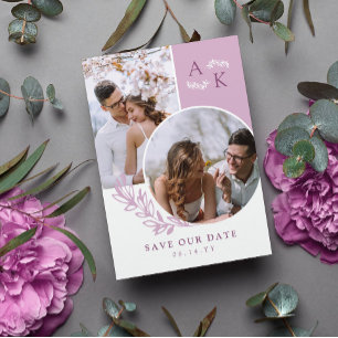 Lila Grönska Överlappande Bilder Spara Datum Datumet