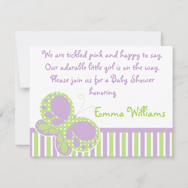 Lila/Grönt av fjärilskusslor Inbjudningar (Framsida)