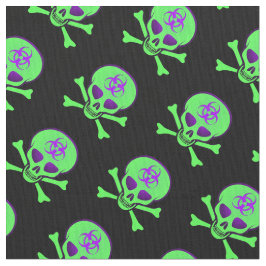Lila-Grönt-Black Biohazard Skullvävnader Tyg