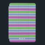 Lila/Grönt/blåstrimmig monogram iPad Mini Skydd<br><div class="desc">Mörkens lila,  grönt och blått fet rand. Elektroniskt fodral och elektroniska sleever.</div>