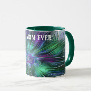 Lila Grönt Blommans Abstrakt Art Fractal Bästa Mam Mugg
