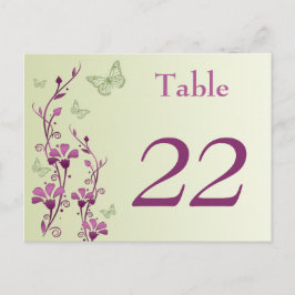 Lila, Grönt Blommigt Butterflies Bordsnummer Card