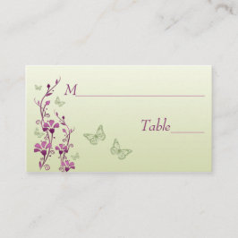 Lila, Grönt Blommigt med Butterflies Place Cards Placeringskort