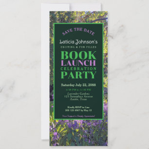 Lila Grönt Blommigt Nature Bok Launch Inbjudningar