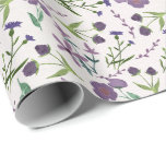 Lila Grönt Blommigt Watercolor Gift för henne Presentpapper<br><div class="desc">En söt lila- och grönt-blommigts vattenfärgsförpackning som är papper.</div>