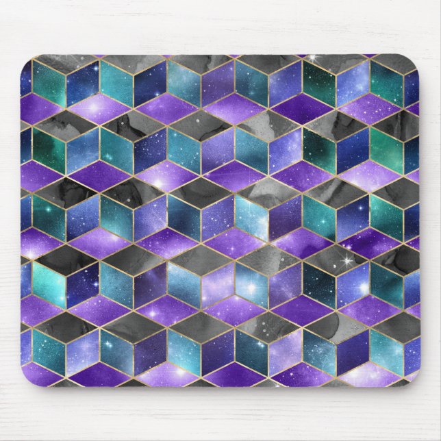 LILA GRÖNT BLUE GEOMETRIC MÖNSTER MUSMATTA (Framsidan)