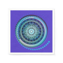 Lila Grönt Blue Medallion Spiral Napkins