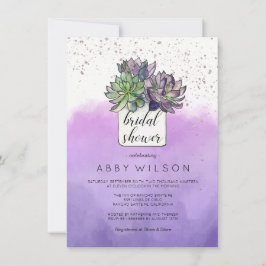 Lila Grönt Cactus Succulent Möhippa Inbjudningar