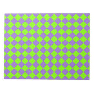 Lila Grönt Checker Diamond Mönster Anteckningsblock