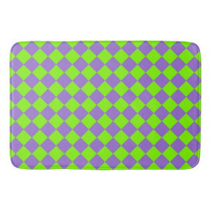 Lila Grönt Checker Diamond Mönster Badrumsmatta