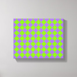 Lila Grönt Checker Diamond Mönster Canvastryck