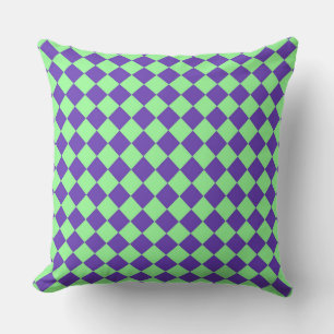 Lila Grönt Checker Diamond Mönster Kudde