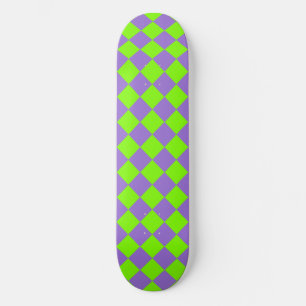 Lila Grönt Checker Diamond Mönster Mini Skateboard Bräda 18,5 Cm