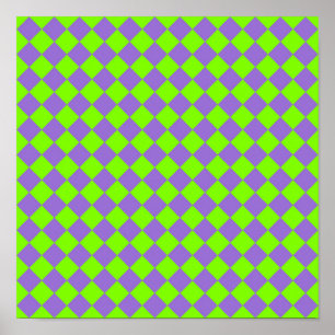 Lila Grönt Checker Diamond Mönster Poster