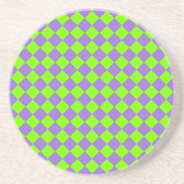 Lila Grönt Checker Diamond Mönster Underlägg (Framsidan)