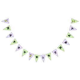 Lila Grönt Crayon Art Supplies Födelsedagsfest Vimplar