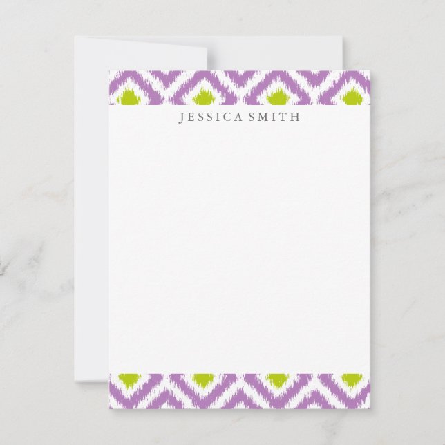 Lila Grönt Diamonds Ikat Mönster (Framsida)