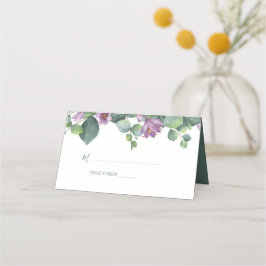 Lila Grönt Eucalyptus Blommigt Greenery Bröllop Placeringskort