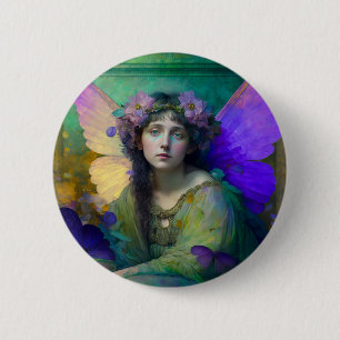 Lila Grönt Fairy Fantasy Art Knapp