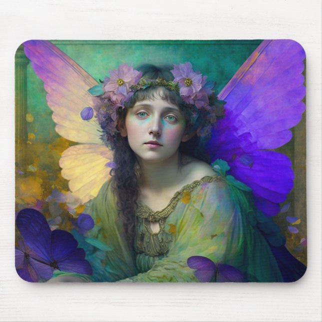 Lila Grönt Fairy Fantasy Art Musmatta (Framsidan)