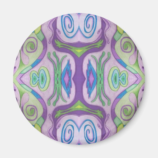 Lila Grönt Fantasy Magnet (Framsidan)