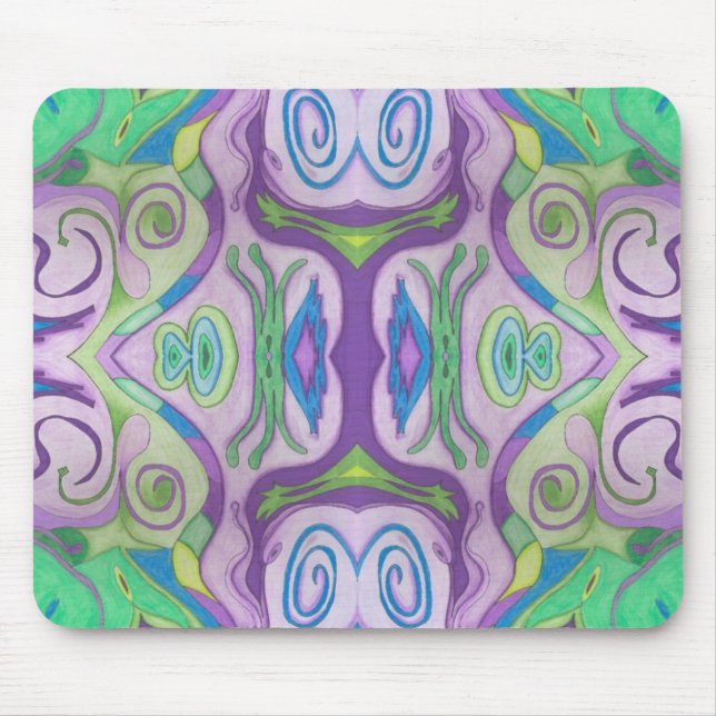 Lila Grönt Fantasy Mousepad Musmatta (Framsidan)